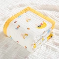 Soft 6-layer cotton gauze baby swaddle blanket with cute bear and rainbow patterns - 6-Layer Wide Edge 110*110cm / Moon Rabbit