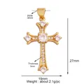 Ciondolo a croce in rame placcato oro con zirconi colorati e perle micro-intarsiate - Trasparente-M41C2936