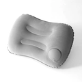 Gray flocked inflatable U-shaped travel neck pillow with built-in manual press pump - Flocking/Velvet / Square Pillow / Light Gray