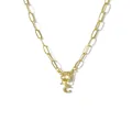 Golden paperclip chain necklace featuring a pavé zircon initial C letter pendant - Letter C