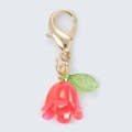 Llavero de flor rosa degradada con hoja verde y cierre de langosta dorado elegante - Lirio de los Valles Degradado Rojo