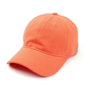 Primo piano di un cappellino da baseball arancione in cotone lavato con visiera curva - Regolabile / Arancione