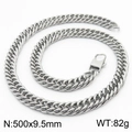Chunky silver curb chain necklace in stainless steel, 500mm length and 9.5mm width variant - 9.5mm x 500mm(KN232969-ZZ)