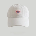 White baseball cap with pink and blue embroidered heart patterns for women - Adult Regular 54-58cm / White