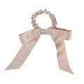 Elegante elastico in seta champagne con fiocco a nastro lungo per coda di cavallo - Beige