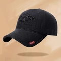 Classic deep black cotton baseball cap with high-density embroidery and red logo tab - Adjustable / Letter Style Grey
