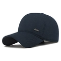 Berretto da baseball blu scuro da uomo con protezione per le orecchie e targhetta - Regolabile / Blu navy