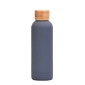 Matte navy blue stainless steel bottle with minimalist natural bamboo lid - Matte Dark Grey