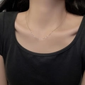 Minimalist silver stainless steel thin chain necklace for women worn on the collarbone - Silver