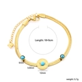 Bracciale a catena piatta in acciaio 18K con perline di turchese e ciondolo a forma di sole - Bracciale a Catena Serpente Turchese con Disco Solare (BR27320KG)