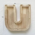 U-shaped oak wood money box with acrylic panel for home decor and coffee shop tips - Letter U