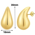 Polished 18K gold teardrop earrings for women, 30mm height and 18mm width size reference - Stainless Steel / 30MM / Gold