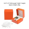 Orangefarbene Uhrenbox aus PU-Leder mit Litschi-Muster, weißem Kissen und Klappdeckel - Rounded Leather Style / 10.3x11.2x7.3cm / Orange