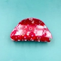 Christmas hair claw clip in festive red with snowman print and colorful laser finish - Semicircle Red 8.3cm