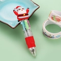Mini 4-color Christmas ballpoint pen featuring a cute red Santa Claus 3D topper - Christmas New Series-Red Santa