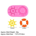 Pink silicone mold featuring rudder and lifebuoy shapes for nautical theme crafts - 5# Helm & Lifebuoy / Pink