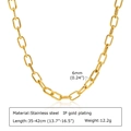 Detailansicht der 6mm vergoldeten Edelstahl-Gliederkette mit Größenangaben - 6mm*35+7cm (1232G)