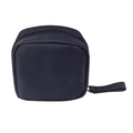 Portable black nylon square lipstick case with side handle and zipper closure - Black