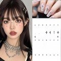 Adesivi gemma a stella a croce argento per trucco viso Y2K e decorazione unghie - Adesivi Cool Stella e Croce Argento