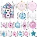 Set di 72 decorazioni natalizie rosa e blu con confezione a forma di casa e forme miste - Set da 72 Pezzi / Tema Donut (Rosa/Blu/Bianco)