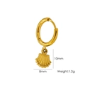Single 14K gold plated stainless steel hoop earring with a small shell charm - E17 Mini Shell