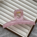 Minimalist translucent pink jelly shark hair claw clip with golden metal spring - 13cm Single Hole Flat Clip / Jelly Pink