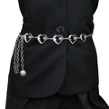 Silver metallic heart chain belt with sunflower pendant charm for stylish dresses - Heart Moon / Silver