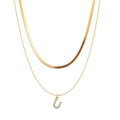Gold Flachschlange 40cm Kette 45cm Nicht Abnehmbar / Buchstabe U