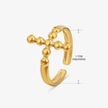 Adjustable 1.7cm golden stainless steel ring featuring a beaded cross design - Gold Ring 130