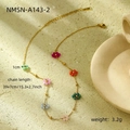 Detailed view of bohemian gold flower necklace with size 39+7cm and weight 3.2g - Gold Multi-color Flower (NMSN-A143-2)