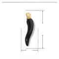 Macro view of black enamel chili pendant with gold-plated loop, 33mm by 7mm size - VH591-1-Black Streamlined Chili