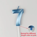 Metallic blue number 7 birthday candle with diamond cut texture and a white plastic holder - Number 7 / Blue