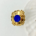 Bague vintage dorée avec pierre turquoise en cœur et finition en émail bleu - Saphir Gaufré Vintage / Bleu Royal