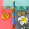 Blue fish shaped creative novelty pen with detailed golden scales and fin accents - Carp Sword - Blue / 0.5mm
