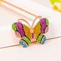 Colorful butterfly brooch with vibrant rhinestones set in a gold finish metal base - Yellow (2117)