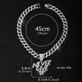 Pendentif hip-hop NEVER GIVE UP argenté avec strass sur chaîne cubaine de 45 cm pour homme - Argent avec Chaîne Cubaine 18 pouces