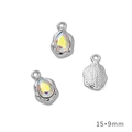 Y2K silver heart pendant with AB colorful crystal and textured back, 15x9mm size - AB Color Drop Silver Cream Stone