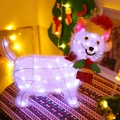 Close-up of lighted Christmas kitten figure with red hat and cozy warm LED glow - Pine Needle Cat 40L White Light