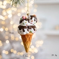 Christmas ice cream cone ornament with chocolate sauce and sprinkles for tree decoration - Ice Cream Cone