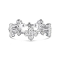 Exquisite S925 sterling silver ring featuring sparkling clover flower shapes with zircons - Four-leaf Clover Connected Style (DY121029-S-W-WH)