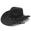 Klassieke zwarte vilten cowboyhoed met lederen band en klinknagels in een hoek van 45 - M (56-58cm) / Zwart