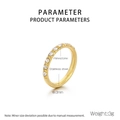 Detail view of 3mm wide 18K gold plated stainless steel ring with row of rhinestones - Row Stone Style (KR104543-K)