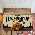 Outdoor Halloween pumpkin doormat featuring happy halloween text and spooky graphics - Pumpkin-01