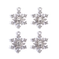 Set of four silver snowflake charms with sparkling rhinestones for DIY jewelry making - Silver Full Rhinestone Snowflake (Pack of 4)