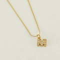 Collana in acciaio inossidabile dorato con ciondolo lettera M in cristalli su catena sottile - Oro Lettera M (Con Catena)