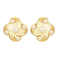 Eleganti orecchini a girandola in acciaio 18K con cinque perle bianche per donna - Oro