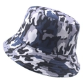 Blue and grey camouflage reversible sun hat for men and women with stitching detail - 58cm / Blue Gray Camouflage (Color 3)