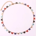Detail of gold chain necklace with colorful enamel butterfly charms and lobster clasp - Multicolor Necklace II