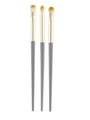 3-teiliges tragbares Augen-Make-up-Pinsel-Set mit grauen Griffen und champagnergoldenen Zwingen - Hellgrau (Blaue Brücke)