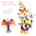 3D rainbow series butterfly wall stickers set with magnet and adhesive backing - Magnetic + Adhesive / Rainbow Double Layer 24PCS